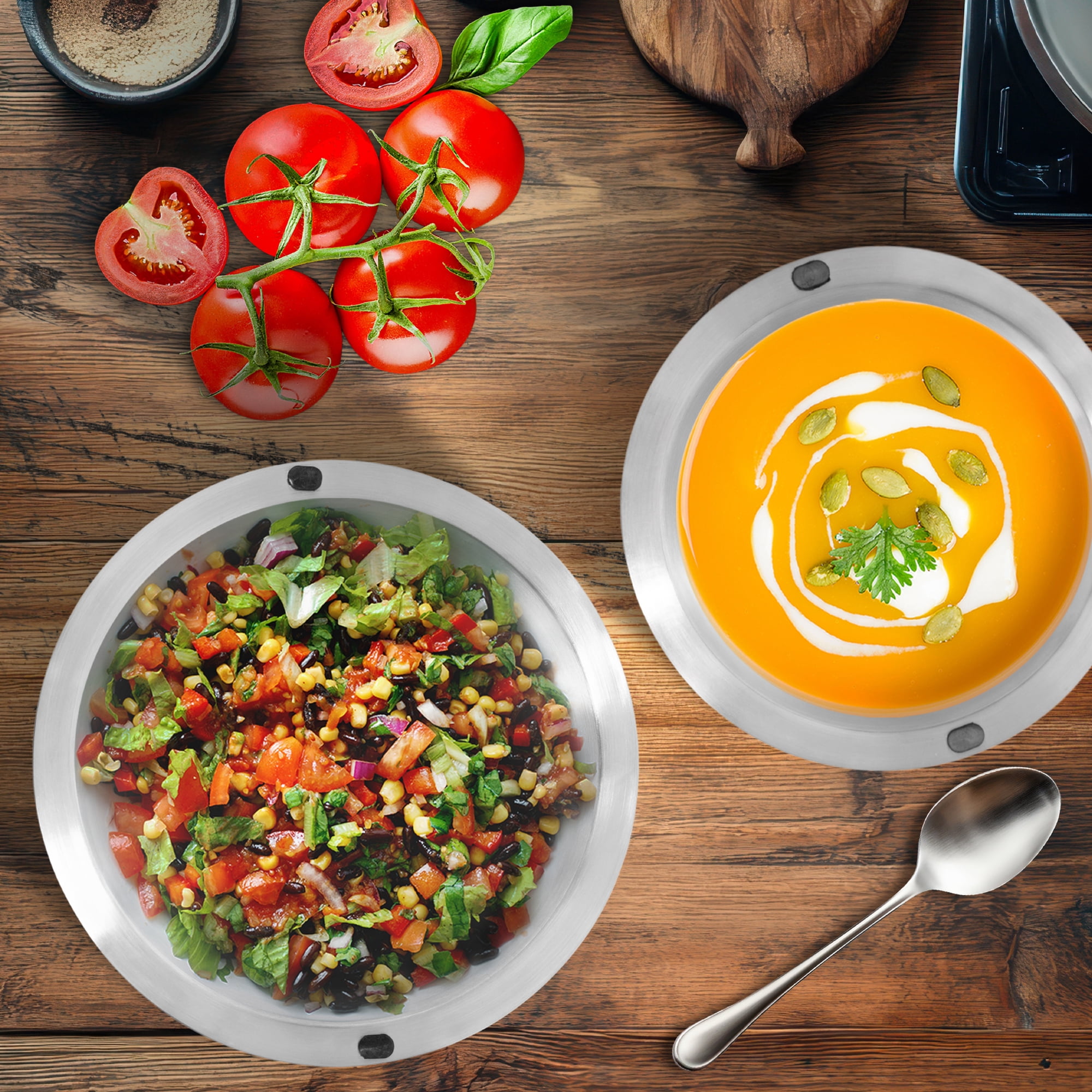 Emeril Lagasse Stainless Steel Insulated Bowls, Double Wall, Silver, 2 Piece Set