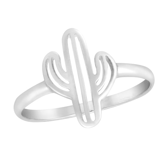 Charming Desert Accent Saguaro Cactus Sterling Silver Ring-8
