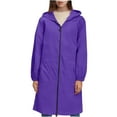 thumbnail image 3 of DondPO Rainjacket Women Waterproof Rain Jacket Women Long Rain Gear For Women Waterproof Women's Coats Trench Coat For Women Women Rain Jacket Long Trench Coat Women Purple 2XL, 3 of 9