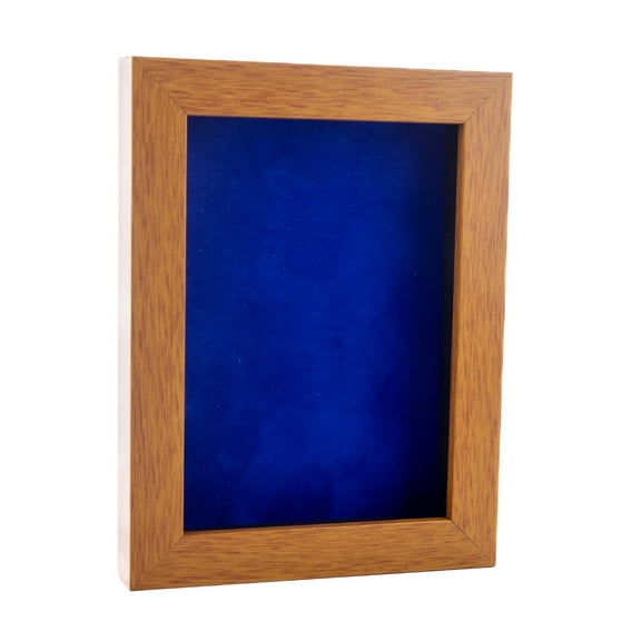 11x14 Shadow Box Frame Light Brown Wood | With a 3/4" Usable Display Depth | Includes a Royal Blue