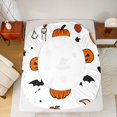 thumbnail image 4 of Manfei Cartoon Cute Ghost Halloween Fitted Sheet Full,Sugar Skull Print Bed Set,3 Pieces,1 Fitted Sheet and 2 Pillowcases, 4 of 6