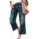 thumbnail image 1 of Jeans rectos para mujer Casual Raw Edge Mid Rise Pull On Jeans 2023 Trendy Navy XX-Large, 1 of 5