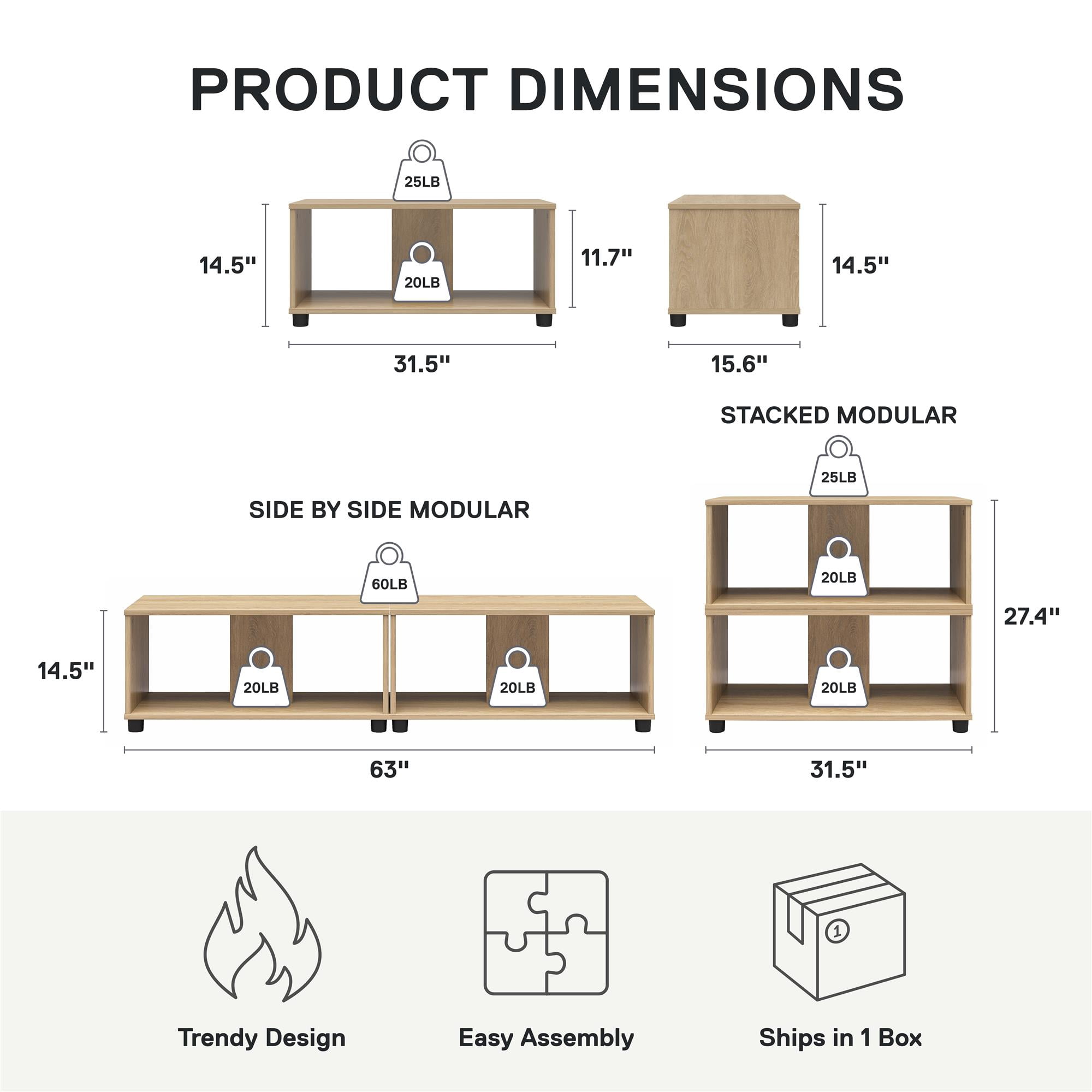 Mainstays Expandable Side by Side or Stacking TV Stand for TVs up to 70 inches, Natural