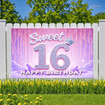 thumbnail image 7 of Glitter Theme Sweet 16 Birthday Banner Decorative Design Gemstone Accents Party Decoration for Birthday Party Celebration Photo Shoot, 7 of 7