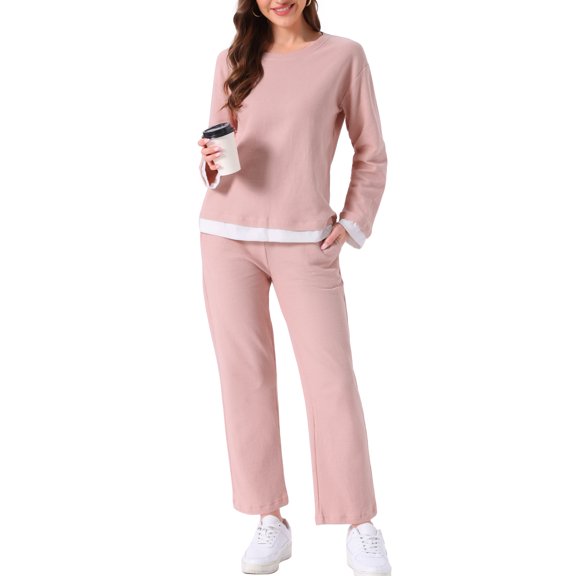 DARING DIVA Women's  Soft Waffle Cotton Pajamas Long Sleeve with Pants Set XS Pink