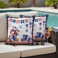 thumbnail image 5 of Independence Day Pillow Covers 2 Pack Retro Red Blue USA Flag Floral Star Pillowcase Waterproof Outdoor Throw Pillow Cover for Patio Garden Square Cushion 20”x20”, 5 of 9