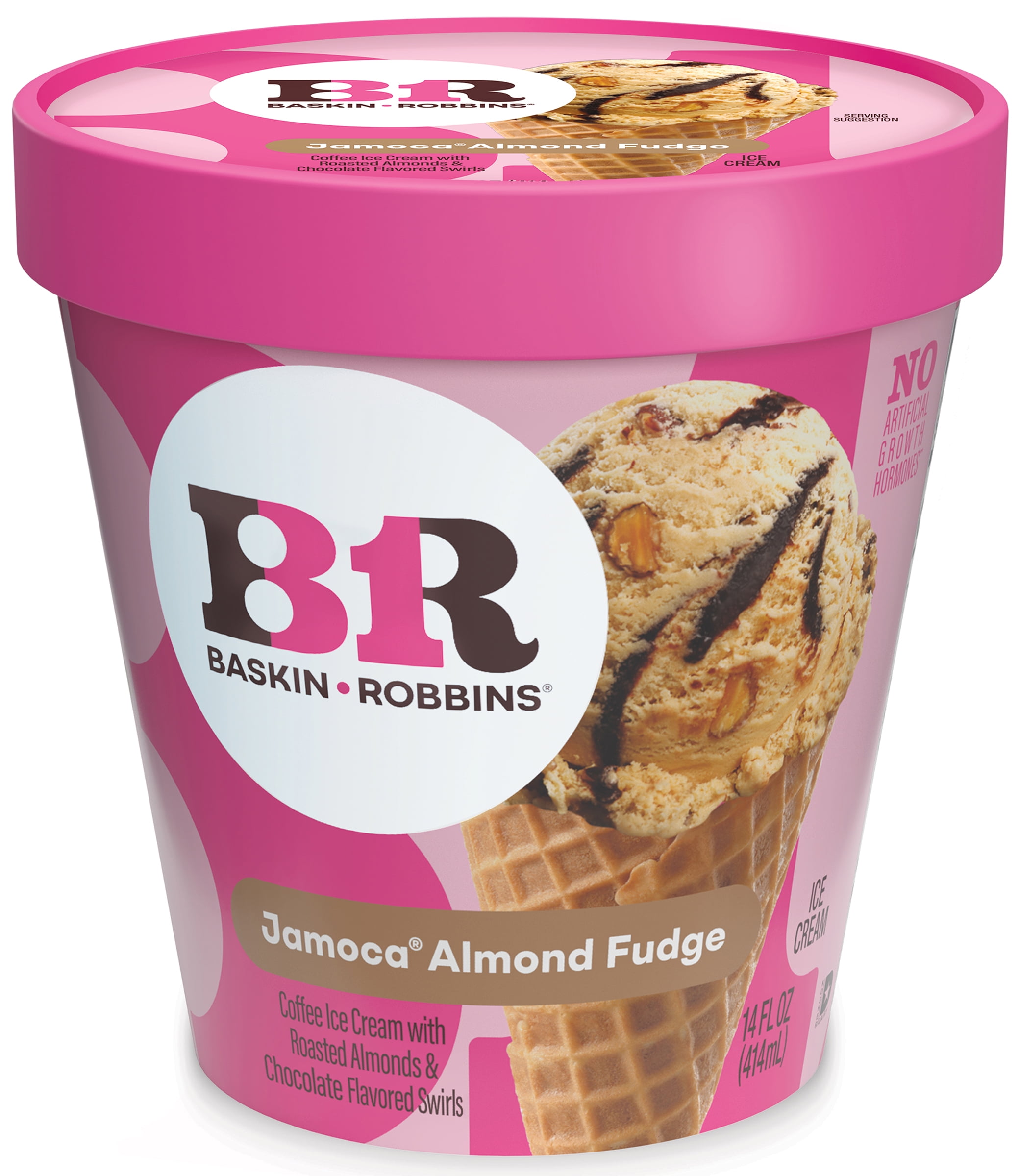 Baskin-Robbins Jamoca Almond Fudge Ice Cream, 14 fl oz Cup – Coffee Ice Cream with Roasted Almonds and Chocolate Fudge Swirl