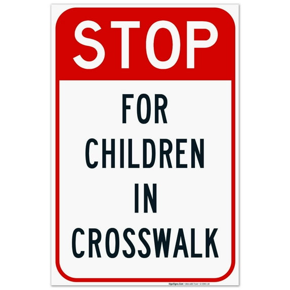 Stop For Children In Crosswalk Sign, (SI-3091) 24x36 Corrugated Plastic