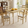 thumbnail image 7 of HOMEFUN Wood Dining Table Set for 4, Kitchen Table Chairs Set of 4 Space-Saving Dining Set with Padded Seats, Compact for Apartment, Home, Small Dining Room, Coffee, 7 of 7