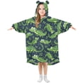 thumbnail image 6 of Dailycode Wearable Blanket Hoodie Oversized Sherpa Flannel Blankets with Pocket for 3-14 Year Old Crocodile and Leaf, 6 of 7