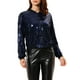 thumbnail image 5 of Chaqueta bomber de mujer INSPIRE CHIC con lentejuelas, cierre de cremallera y bolsillos ocultos, color azul marino, 5 of 7