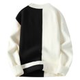 thumbnail image 3 of ibuvkizy Fall Winter Sweaters for Men!Men's Colorblock Knit Sweaters Crew Neck Sweaters Long Sleeve Pullover Tops Black,M, 3 of 3