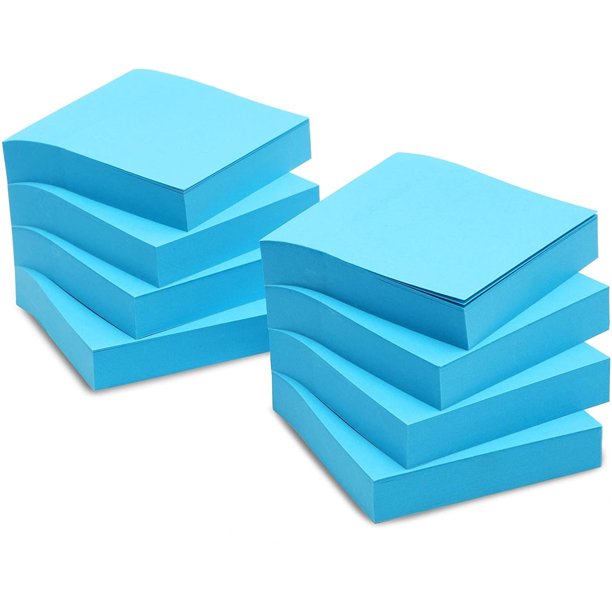 8Pad Sticky Notes 3x3 inch Bright Blue SelfStick Pads, 100Sheet per