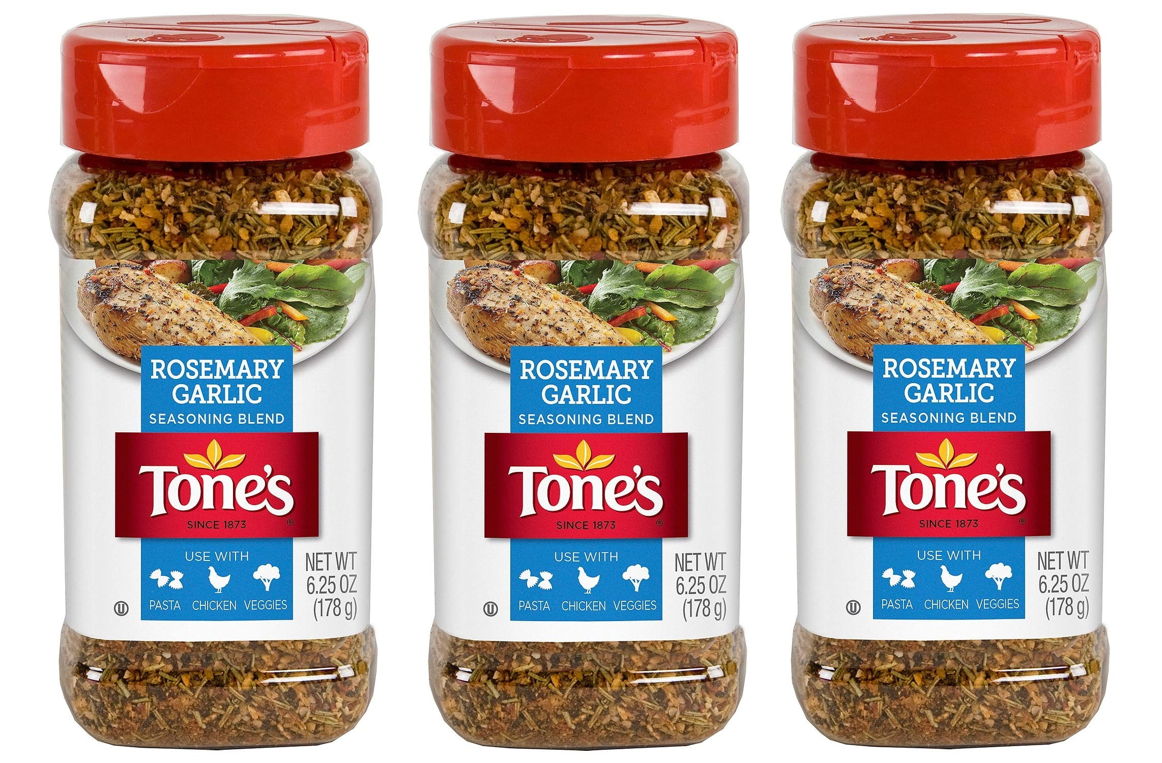 Tones Rosemary Garlic Seasoning, NO MSG 6.25oz Bottle (Pack of 3