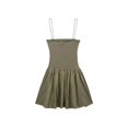 thumbnail image 4 of TRZA-Women's Patchwork Ribbed Poplin Puff Mini Dress, Straight Neck, Thin Straps, Female Dresses, Sexy Fashion, 4 of 10