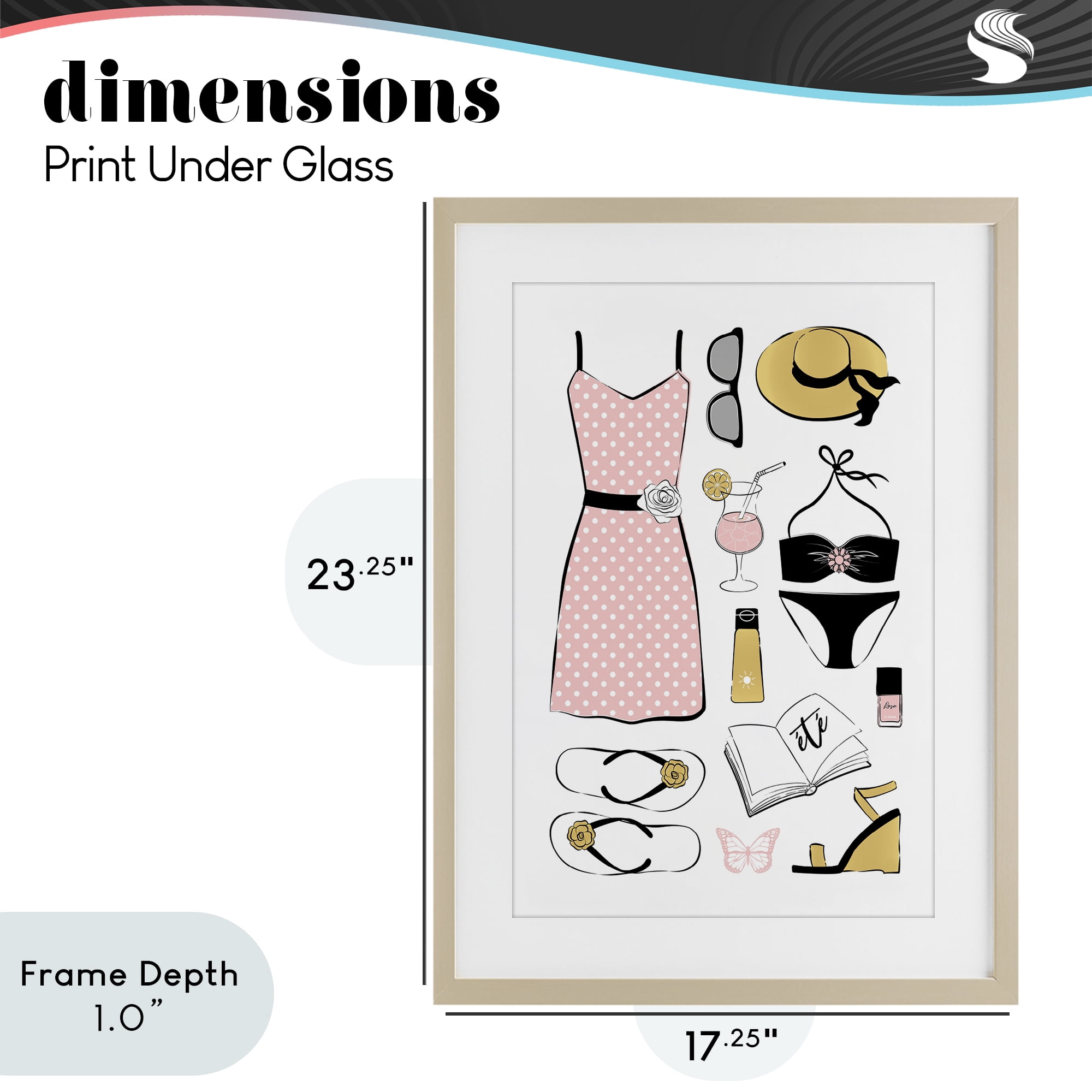 Stupell Industries Summer Vibes Necessities Birch Framed Print Under Glass, design by Martina Pavlova