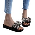 thumbnail image 4 of Nrmvnmi 2024 Women's Slippers Open Toe One-Line Bow Over Flat Sandals Floral Summer Comfortable Shoe Black Mothers Day Gifts, 4 of 9