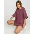 thumbnail image 5 of Oversized T Shirts for Women Short Sleeve Loose Fit Crewneck Summer Tops Casual Basic Rolled Sleeves Tee Shirt, 5 of 6