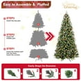 thumbnail image 5 of 8FT Christmas Tree with 600 Warm White LED Lights  2850 Snow-Tipped PE+PVC Branches, Red Berries & Pine Cones, Hinged Design, Stable Metal Stand  Realistic Holiday Decoration, 5 of 18