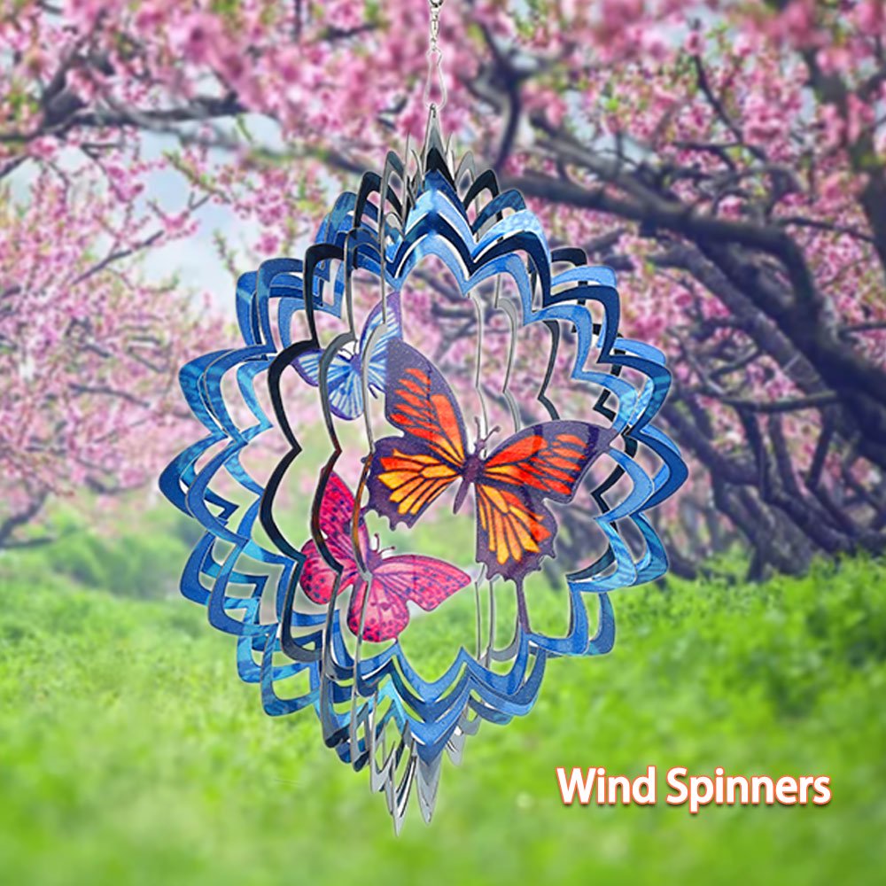 HOTBEST Wind Spinners, 3D Hanging Butterfly Spinners for Garden