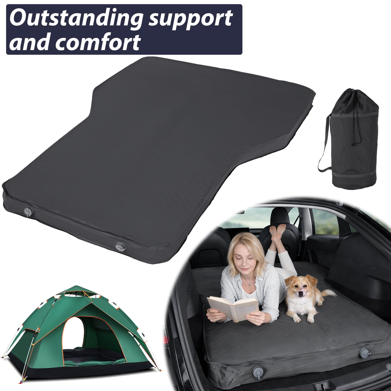 SHegdu Car Air Mattress Self Inflating Camping Sleeping Pad Thick 4.5 Inch Portable Adjustable Tent Mat with Storage Bag Foam 440 lbs Load
