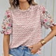 thumbnail image 4 of Blusas de Manga Corta para las Mujeres Imprimir Cuello de Pie Top Casual, Blusas para las Mujeres Casual, 4 of 6
