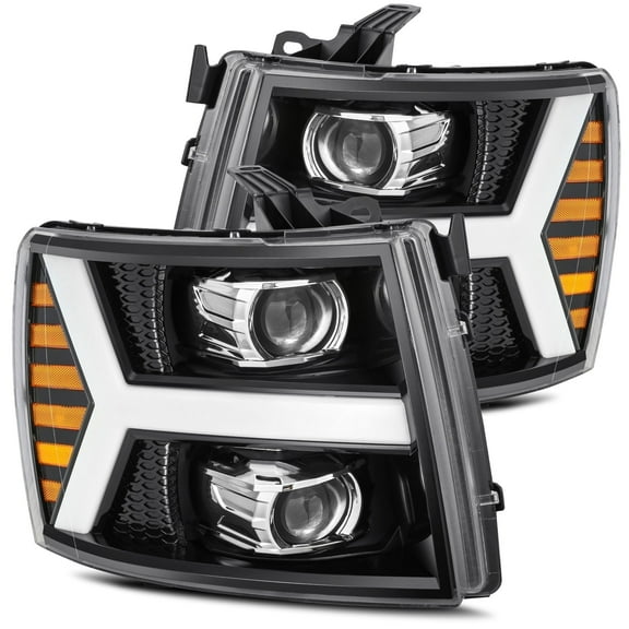 AlphaRex 07-13 Chevrolet Silverado PRO-Series Halogen Projector Headlights Jet Black