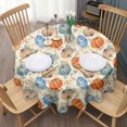 thumbnail image 3 of Fall Pumpkins Leaves Pattern Round Tablecloth 60" X 60",Wrinkle Wipeable Table Cloth for Kitchen Dining Room Picnic Patio Party, 3 of 6