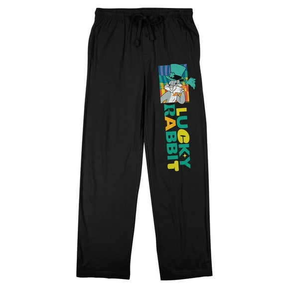Looney Tunes St. Patrick's Day Lucky Rabbit Men's Black Sleep Pants-Medium