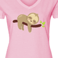 thumbnail image 4 of Inktastic Cute Sloth, Baby Sloth, Lazy Sloth, Sleeping Sloth Women's V-Neck T-Shirt, 4 of 5