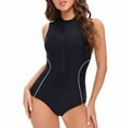thumbnail image 4 of Ayfxijin Women's Front Zipper Sleeveless Rash Guard, Slim Fit Modest Diving & Swimming Suit, S-XXL, 4 of 9