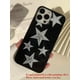 thumbnail image 2 of 1pc Glossy Black & Silver Five-Star Pattern Phone Case For Apple Iphone, 2 of 5