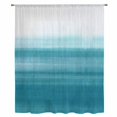 thumbnail image 2 of Turquoise White Ombre Sheer Curtains 45 Inches Long, Modern Country Abstract Stripes Light Filering Curtains, Breathable Simi Curtain Privacy Drapes for Kitchen Bathroom Small Window Treatment, 2 of 9