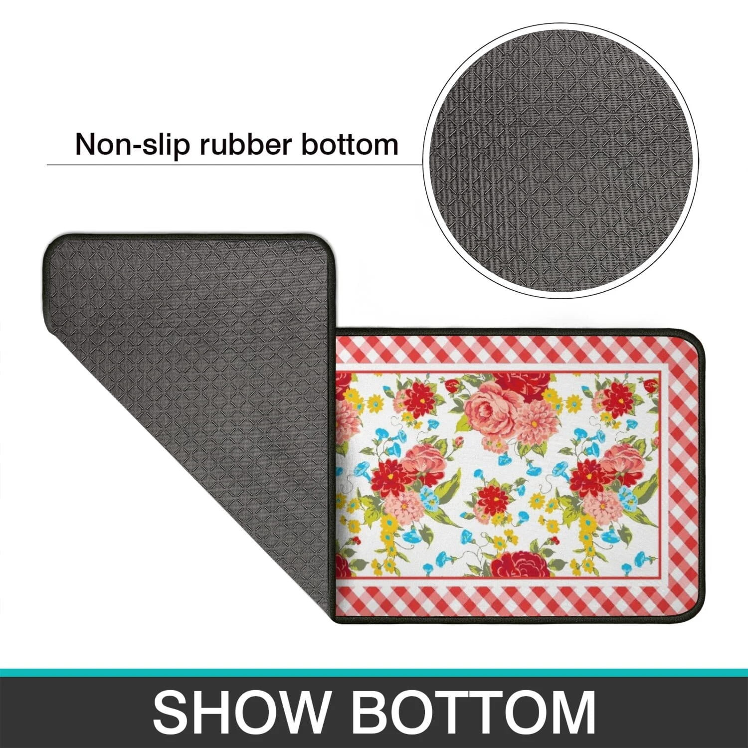 Flower Kitchen Mat Sets 2 Piece Farmhouse Anti Fatigue Waterproof Stain Resistant Floor Rug Non Slip Pioneer Flower Woman Kitchen Laundry Room Rug - 17x30+17x47 Inch