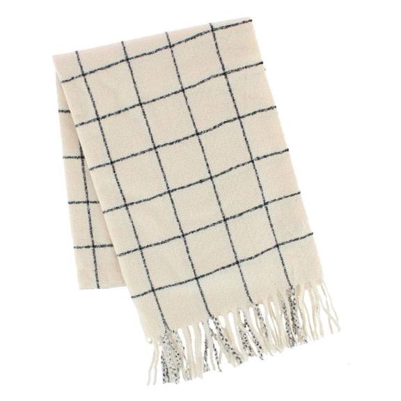 CTM Adult Grid Pattern Soft Winter Scarf with Fringe