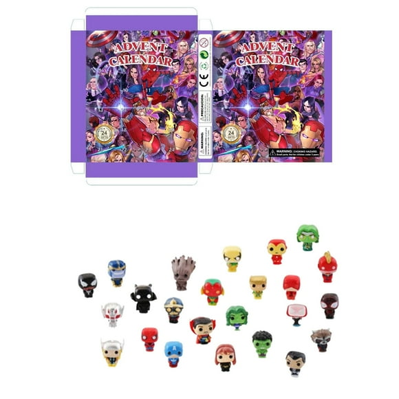 DJKDJL Advent Calendar 2024 24 Pcs Superhero Action Figures Blind Box Include Super Hero Fighter Countdown to Trick-or-Treat Fun with Horror Characters Toys Gift