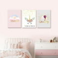 thumbnail image 4 of Unicorn Wall Art Bedroom Decor for Girls Rainbow Pink Kids Canvas Prints Motivational Colorful Hot Air Balloon Cartoon Unicorns Pictures for Teen Girl Women Nursery Bathroom Decor Unframed, 4 of 6
