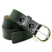 32 Inches Black Pure Leather Waist Belt for Men's Big & Tall Jeans Sizes Removable Buckle