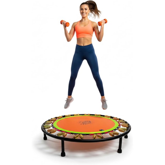 Trampolín Fitness, Neon, portátil para Ejercicio en casa, Rebote Resistente con resortes de Acero, Estructura Metálica Resistente, Capacidad 150 kg
