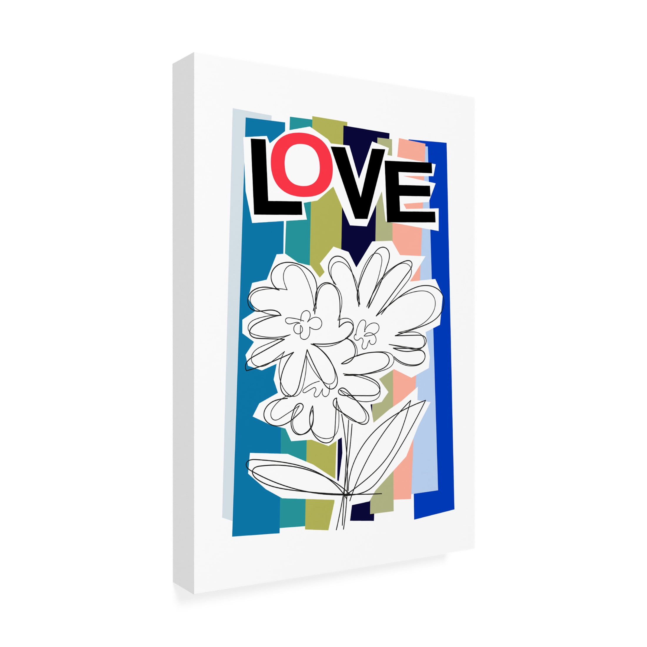 Trademark Fine Art Frances Collett  Scribble Flower Blue Canvas Wall Art