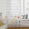 thumbnail image 6 of Botanical Wildflowers Sheer Curtains 96 Inches Long, Spring Farmhouse Floral Grey Plaid Light Filering Curtains, Privacy Drapes Simi Floor to Veiling Curtain for Living Room Bedroom Window Treatment, 6 of 9