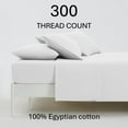 thumbnail image 2 of Real 300-Thread-Count, 100% Egyptian Cotton, 6 PC Sheet Set [1 Fitted, 1 Flat, 4 Pillowcases] |Queen Size, White Color| 300TC Egypt Long Staple Cotton, Fit Upto 10" Deep Pockets, Silky Sateen, 2 of 8