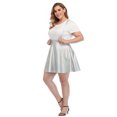 thumbnail image 3 of HDE Plus Size Shiny Metallic Suspender Skirt High Waisted Holographic Rave Skirt (Holographic Silver, 4X), 3 of 7