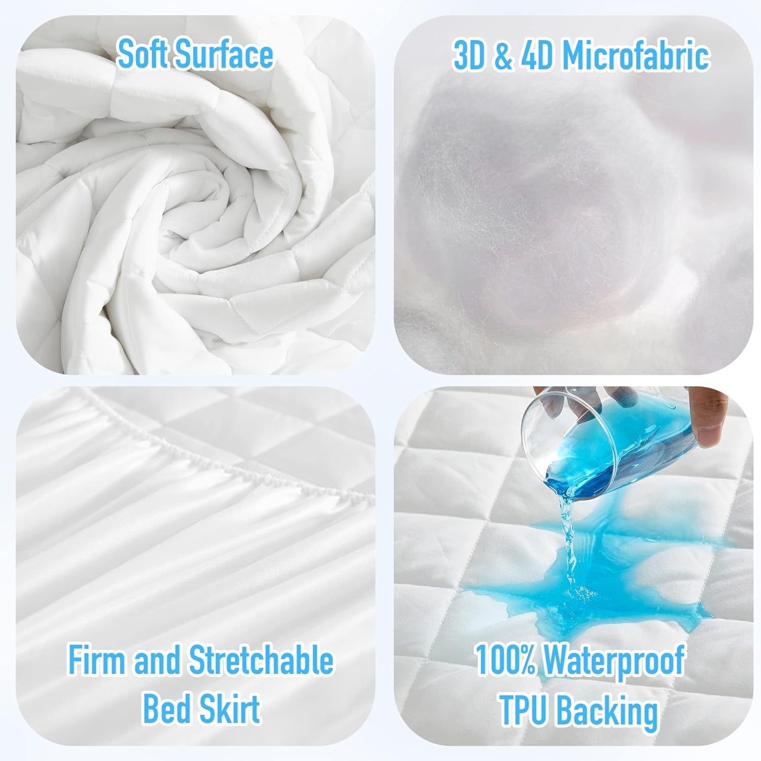 Twin Size Waterproof Mattress Pad Protector, Breathable Quilted Mattress Cover Noiseless Waterproof Fitted Sheet Mattress Topper Upto 21" Deep Pocket