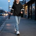 thumbnail image 7 of mgoYE Girls Fashion Hoodies Kids Cute Striped Long Sleeve Tops Hooded Sweatshirts, 7 of 7