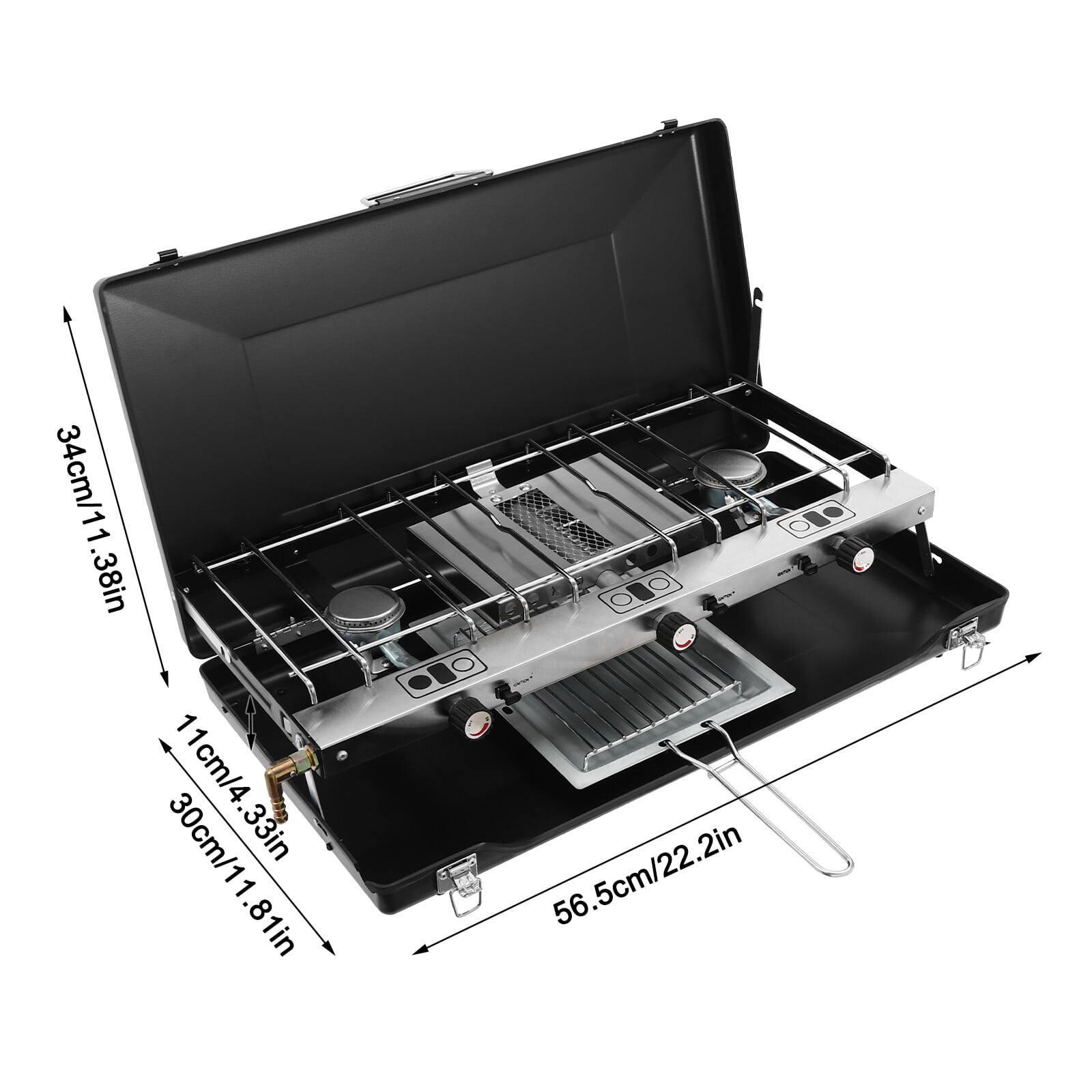 1 PCS Black Gas Camping Stove, Portable Cooking Stove, 3-Burner Camping Stove, Total Power: 4.5kw(328.5g/h), Each Stove Power: 1.5kw