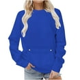 thumbnail image 2 of Shirts for Women Trendy Fall New Oversized Casual Sweatshirts for Women Long Sleeve Crewneck Pullover Tops Fall Comfy Outfits with Pocket Blue S, 2 of 5