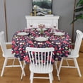 thumbnail image 2 of Dark Blue Christmas Pattern Round Tablecloth 60"x60",Wrinkle Wipeable Table Cloth for Kitchen Dining Room Picnic Patio Party, 2 of 6