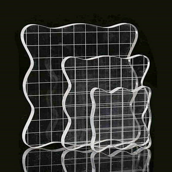 Merkmak 3 PCS Stamp Blocks Acrylic Clear Stamping Blocks Tools with Grid and Grip, Decorative Stamp Blocks for Scrapbooking Crafts Making, DIY Crafts Ornaments