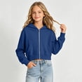 thumbnail image 2 of RFQWOVSR Girls Crop Zip Up Hoodie Soft Comfortable with Pocket Casual Jacket 7-8 Years, 2 of 4